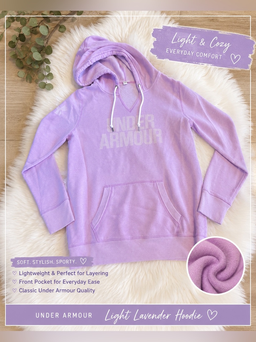 Under Armour Light Lavender Hoodie with Front Pocket